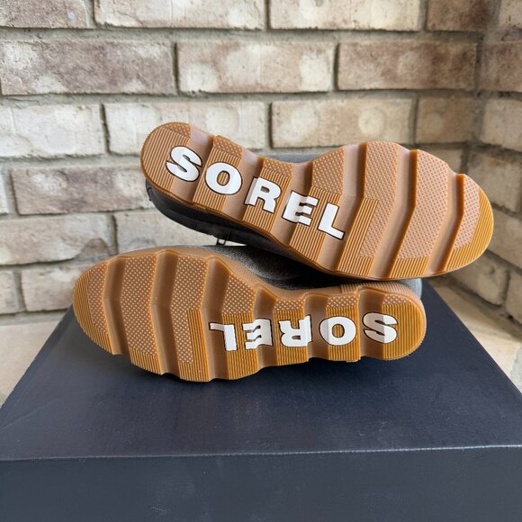 SOREL JOAN UPTOWN ZIP BOOTIE 11 Women's Wedge Boot Grey Waterproof Leather New - Picture 11 of 11